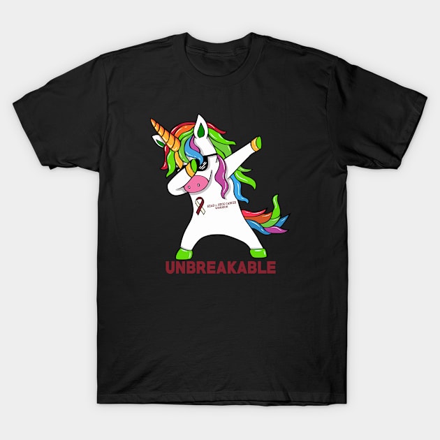 Head & Neck Cancer Awareness Unicorn Warrior Unbreakable T-Shirt by mateobarkley67